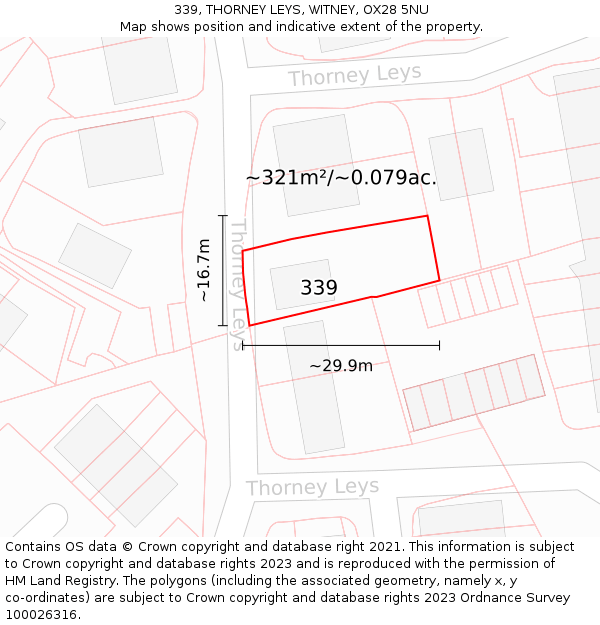 339, THORNEY LEYS, WITNEY, OX28 5NU: Plot and title map