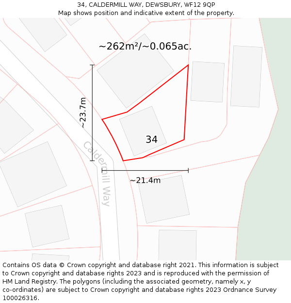 34, CALDERMILL WAY, DEWSBURY, WF12 9QP: Plot and title map