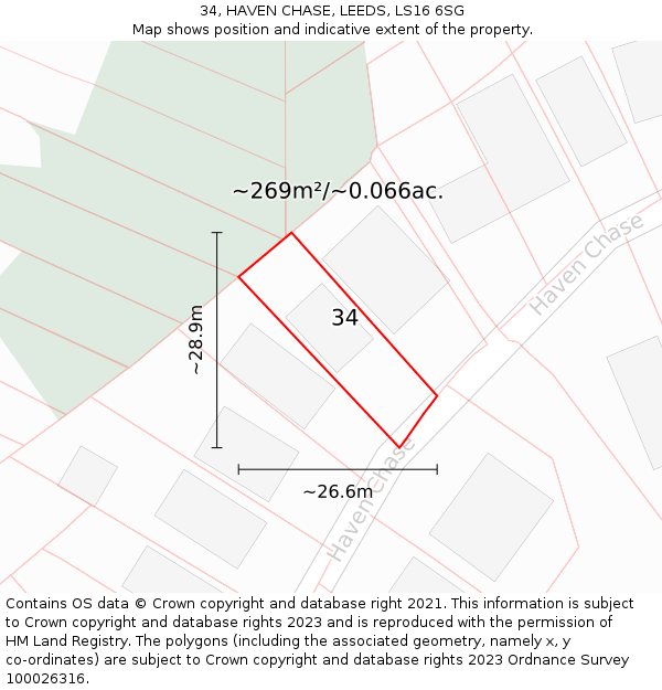 34, HAVEN CHASE, LEEDS, LS16 6SG: Plot and title map