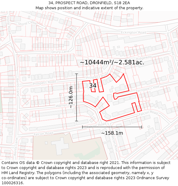 34, PROSPECT ROAD, DRONFIELD, S18 2EA: Plot and title map