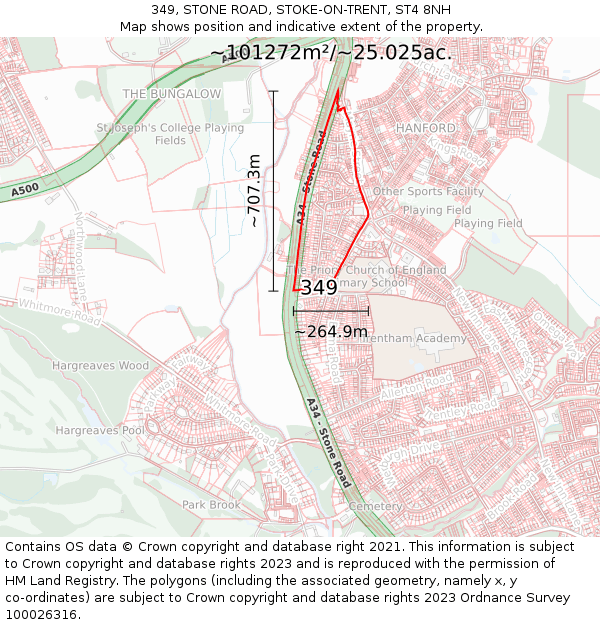 349, STONE ROAD, STOKE-ON-TRENT, ST4 8NH: Plot and title map