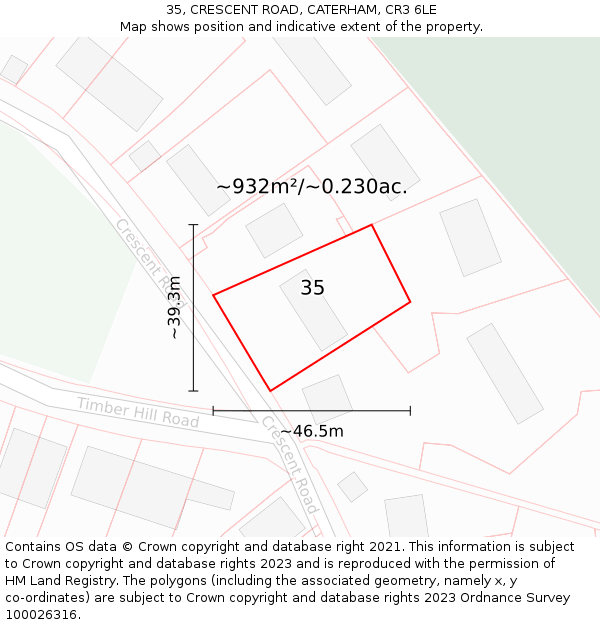 35, CRESCENT ROAD, CATERHAM, CR3 6LE: Plot and title map