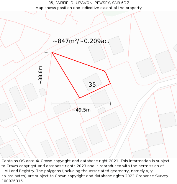 35, FAIRFIELD, UPAVON, PEWSEY, SN9 6DZ: Plot and title map