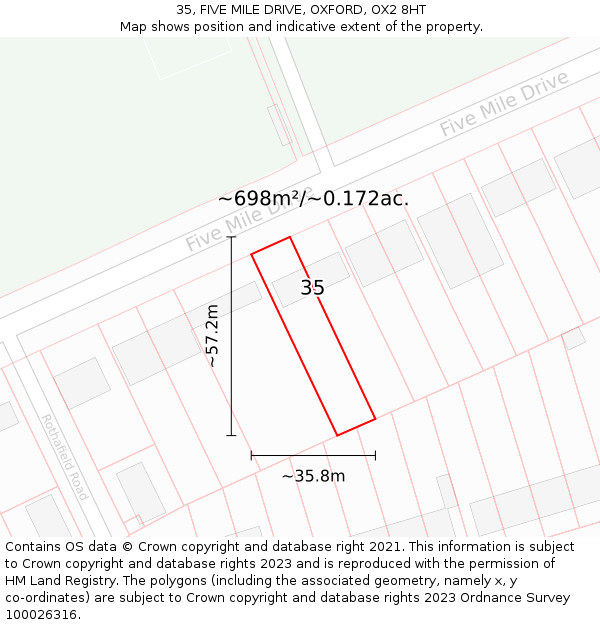 35, FIVE MILE DRIVE, OXFORD, OX2 8HT: Plot and title map