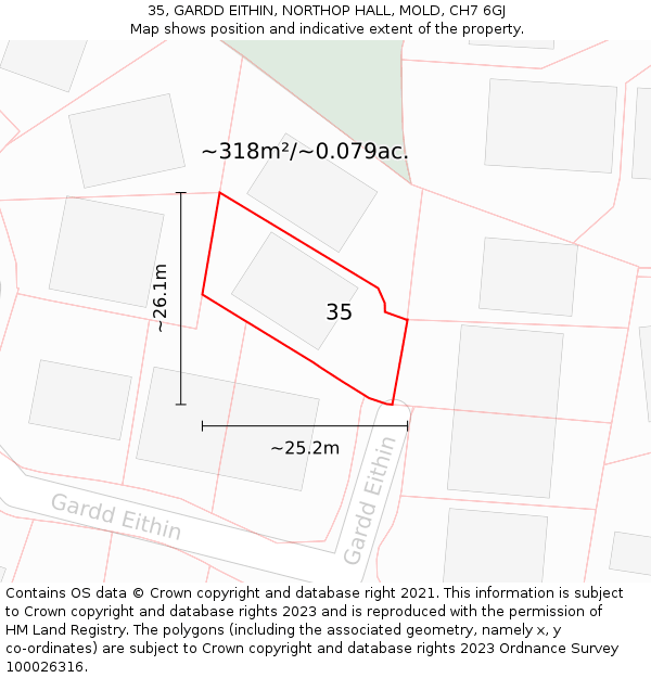 35, GARDD EITHIN, NORTHOP HALL, MOLD, CH7 6GJ: Plot and title map