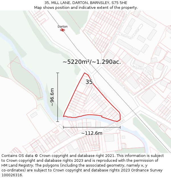 35, MILL LANE, DARTON, BARNSLEY, S75 5HE: Plot and title map