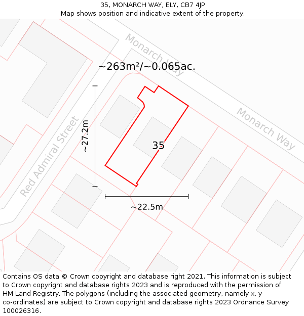 35, MONARCH WAY, ELY, CB7 4JP: Plot and title map