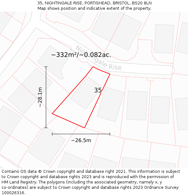 35, NIGHTINGALE RISE, PORTISHEAD, BRISTOL, BS20 8LN: Plot and title map