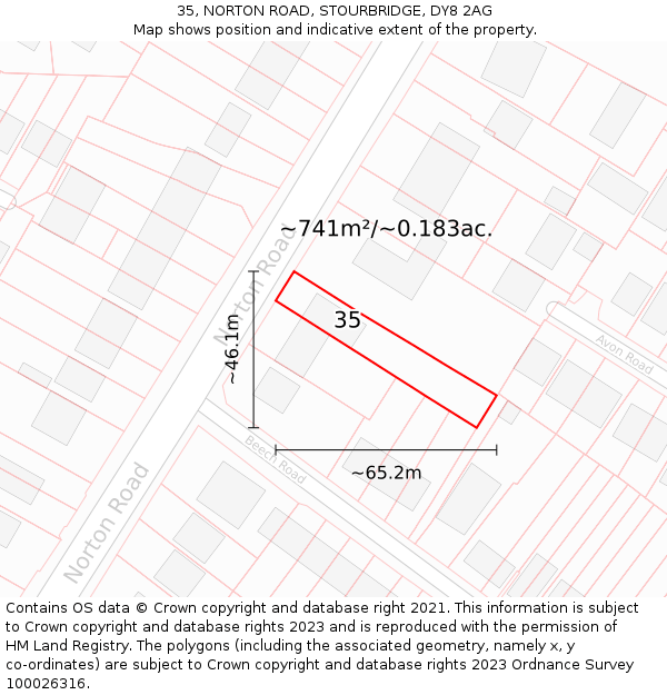 35, NORTON ROAD, STOURBRIDGE, DY8 2AG: Plot and title map