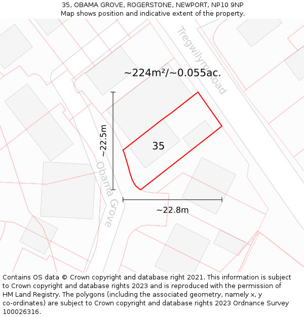 35, OBAMA GROVE, ROGERSTONE, NEWPORT, NP10 9NP: Plot and title map