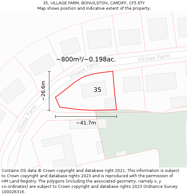 35, VILLAGE FARM, BONVILSTON, CARDIFF, CF5 6TY: Plot and title map