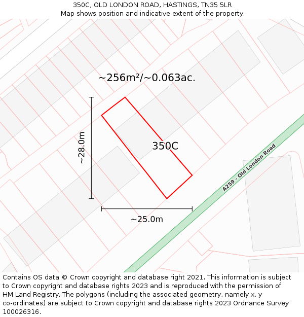 350C, OLD LONDON ROAD, HASTINGS, TN35 5LR: Plot and title map