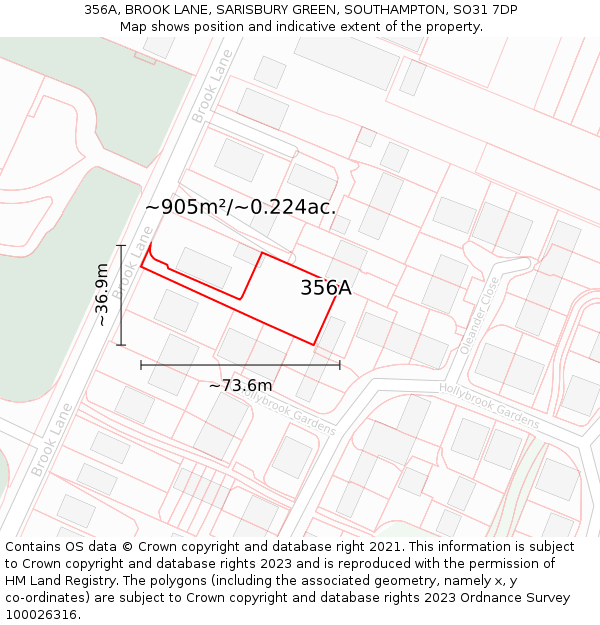 356A, BROOK LANE, SARISBURY GREEN, SOUTHAMPTON, SO31 7DP: Plot and title map