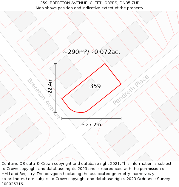 359, BRERETON AVENUE, CLEETHORPES, DN35 7UP: Plot and title map