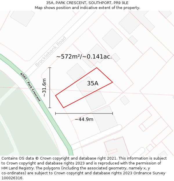 35A, PARK CRESCENT, SOUTHPORT, PR9 9LE: Plot and title map