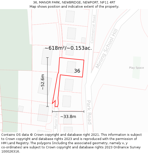 36, MANOR PARK, NEWBRIDGE, NEWPORT, NP11 4RT: Plot and title map