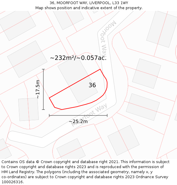 36, MOORFOOT WAY, LIVERPOOL, L33 1WY: Plot and title map