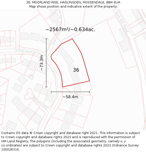 36, MOORLAND RISE, HASLINGDEN, ROSSENDALE, BB4 6UA: Plot and title map