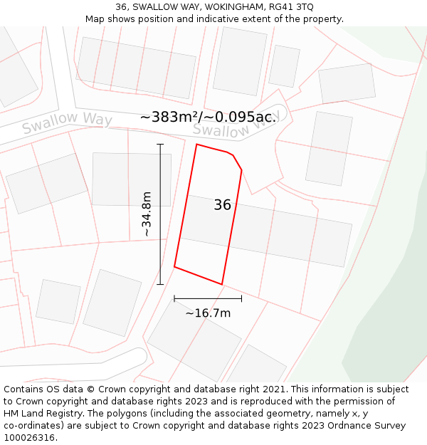 36, SWALLOW WAY, WOKINGHAM, RG41 3TQ: Plot and title map