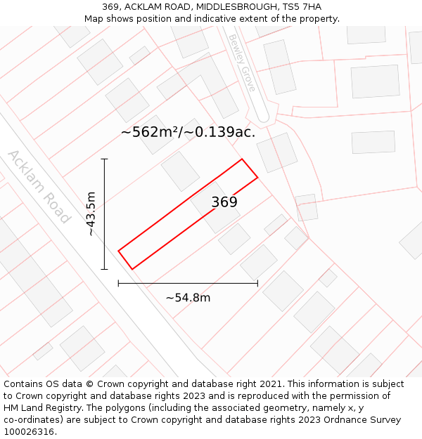 369, ACKLAM ROAD, MIDDLESBROUGH, TS5 7HA: Plot and title map