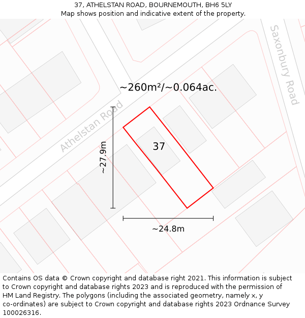 37, ATHELSTAN ROAD, BOURNEMOUTH, BH6 5LY: Plot and title map