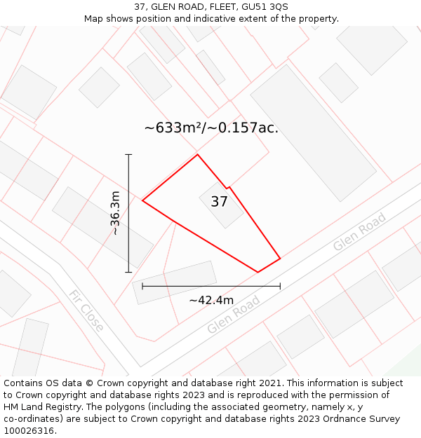 37, GLEN ROAD, FLEET, GU51 3QS: Plot and title map