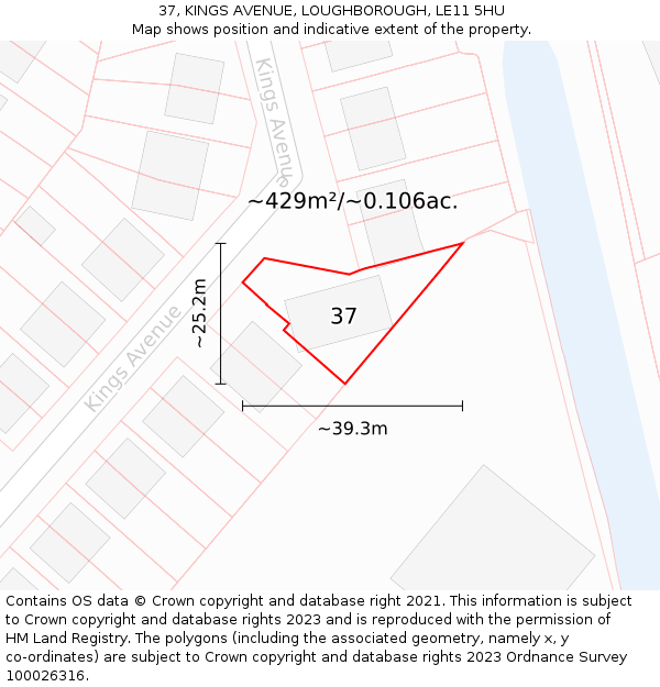 37, KINGS AVENUE, LOUGHBOROUGH, LE11 5HU: Plot and title map