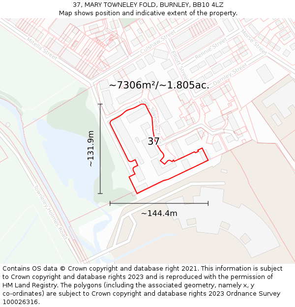37, MARY TOWNELEY FOLD, BURNLEY, BB10 4LZ: Plot and title map