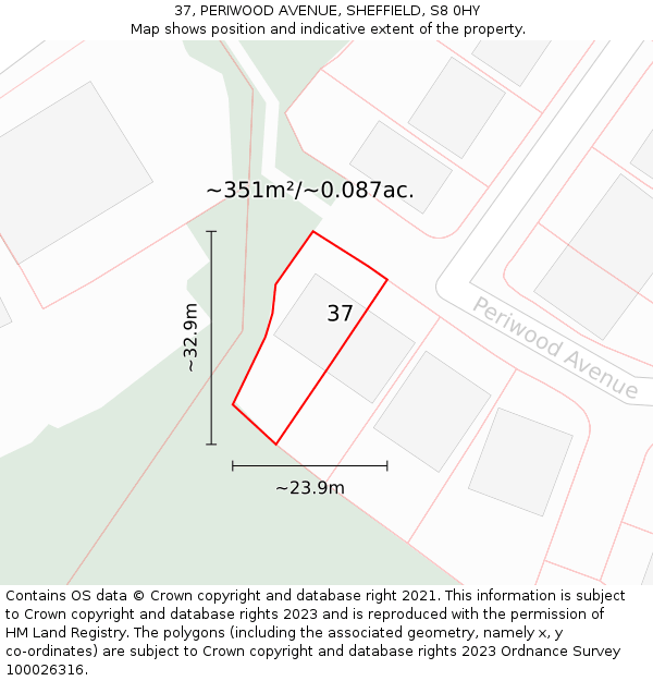 37, PERIWOOD AVENUE, SHEFFIELD, S8 0HY: Plot and title map