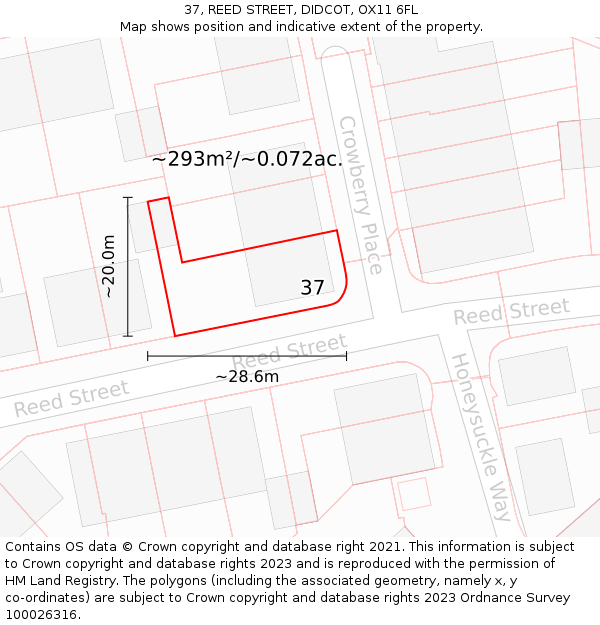 37, REED STREET, DIDCOT, OX11 6FL: Plot and title map