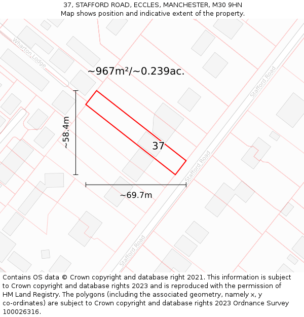 37, STAFFORD ROAD, ECCLES, MANCHESTER, M30 9HN: Plot and title map