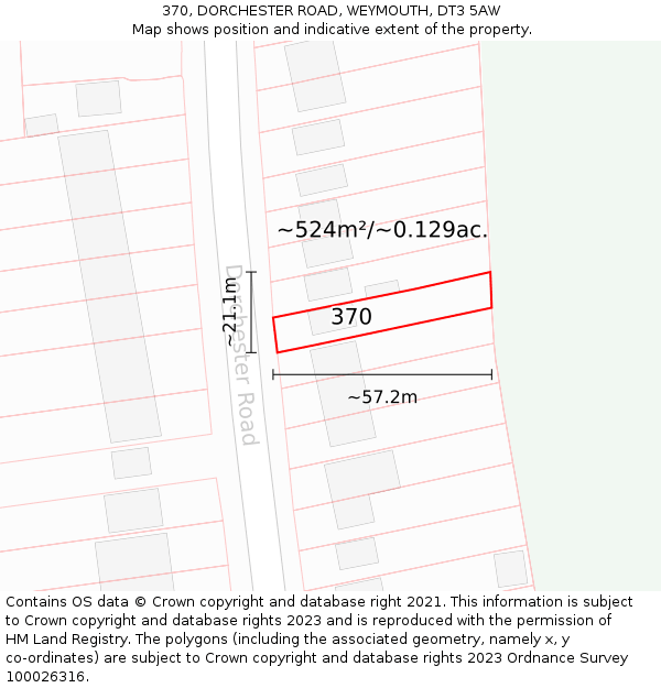 370, DORCHESTER ROAD, WEYMOUTH, DT3 5AW: Plot and title map