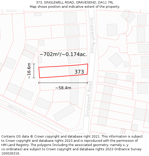 373, SINGLEWELL ROAD, GRAVESEND, DA11 7RL: Plot and title map