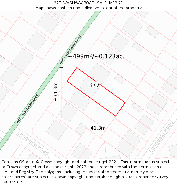 377, WASHWAY ROAD, SALE, M33 4FJ: Plot and title map