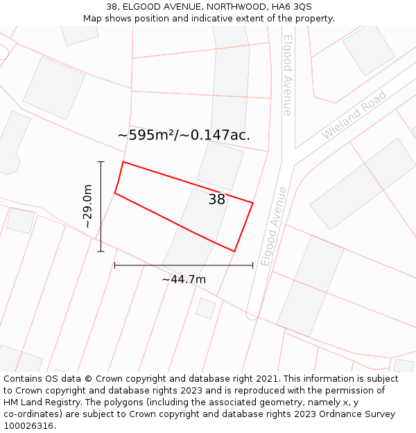 38, ELGOOD AVENUE, NORTHWOOD, HA6 3QS: Plot and title map