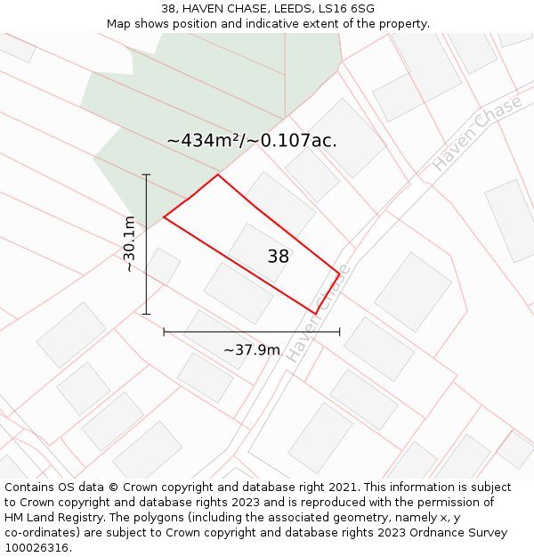 38, HAVEN CHASE, LEEDS, LS16 6SG: Plot and title map