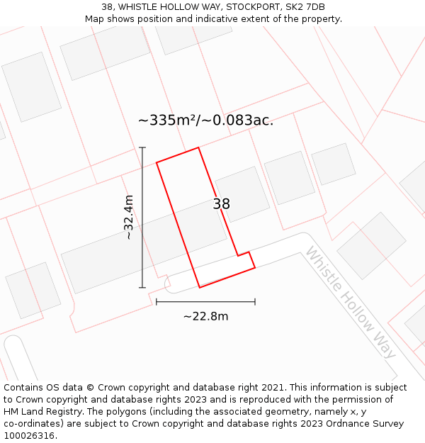 38, WHISTLE HOLLOW WAY, STOCKPORT, SK2 7DB: Plot and title map