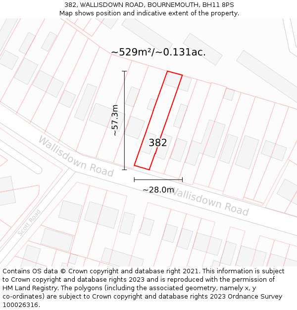 382, WALLISDOWN ROAD, BOURNEMOUTH, BH11 8PS: Plot and title map