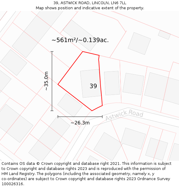 39, ASTWICK ROAD, LINCOLN, LN6 7LL: Plot and title map