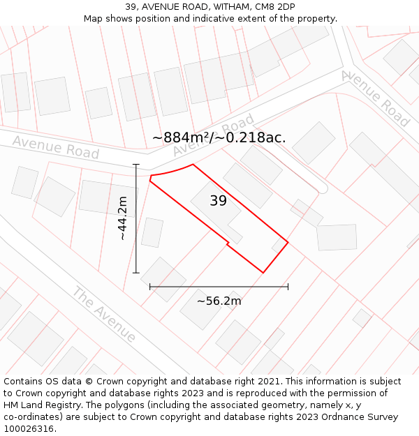 39, AVENUE ROAD, WITHAM, CM8 2DP: Plot and title map