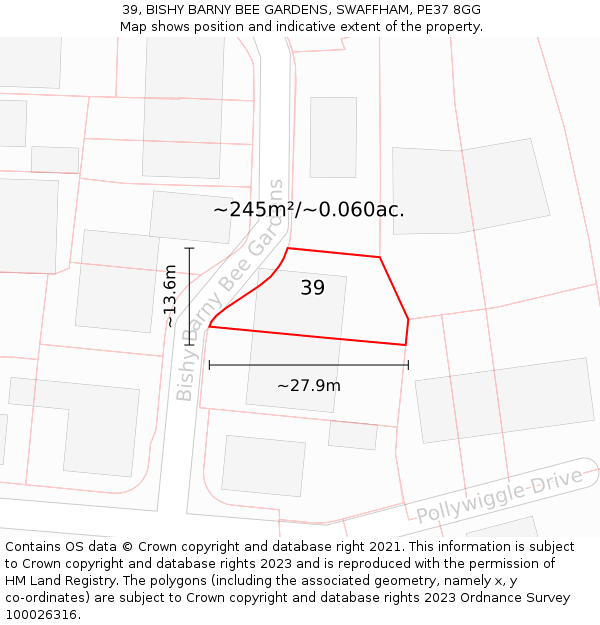 39, BISHY BARNY BEE GARDENS, SWAFFHAM, PE37 8GG: Plot and title map