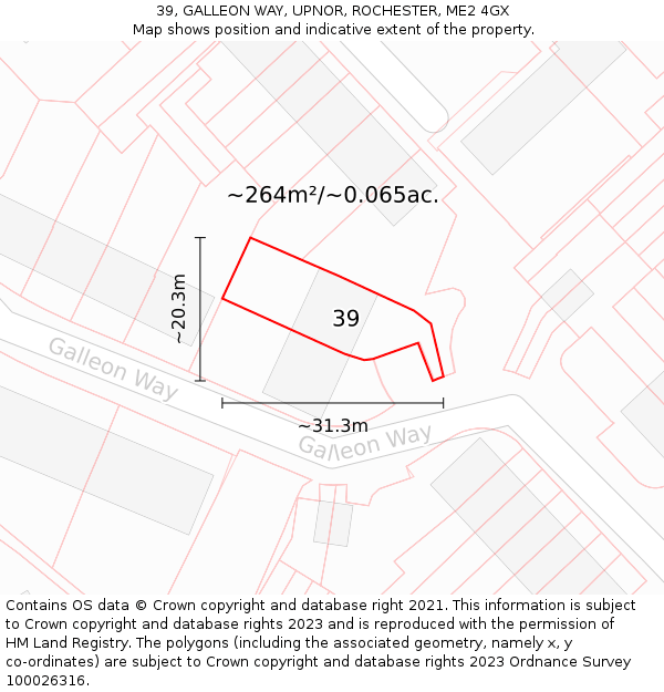 39, GALLEON WAY, UPNOR, ROCHESTER, ME2 4GX: Plot and title map