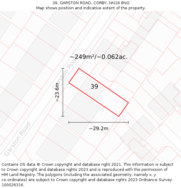 39, GARSTON ROAD, CORBY, NN18 8NG: Plot and title map