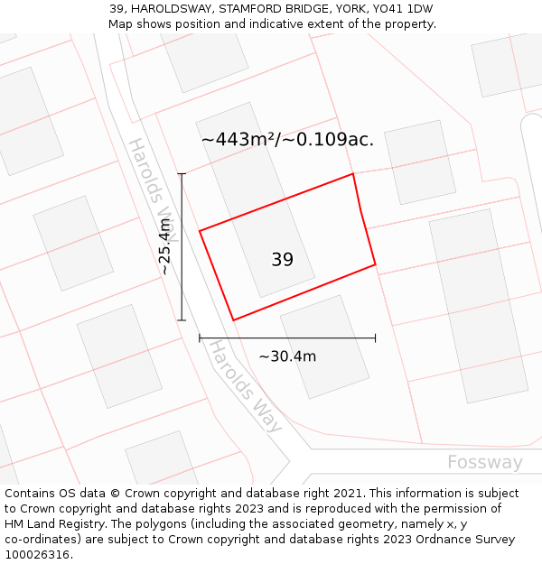 39, HAROLDSWAY, STAMFORD BRIDGE, YORK, YO41 1DW: Plot and title map