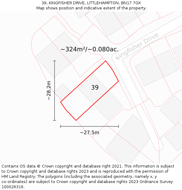 39, KINGFISHER DRIVE, LITTLEHAMPTON, BN17 7GX: Plot and title map