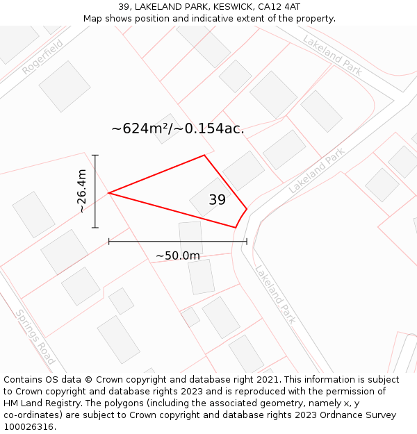 39, LAKELAND PARK, KESWICK, CA12 4AT: Plot and title map