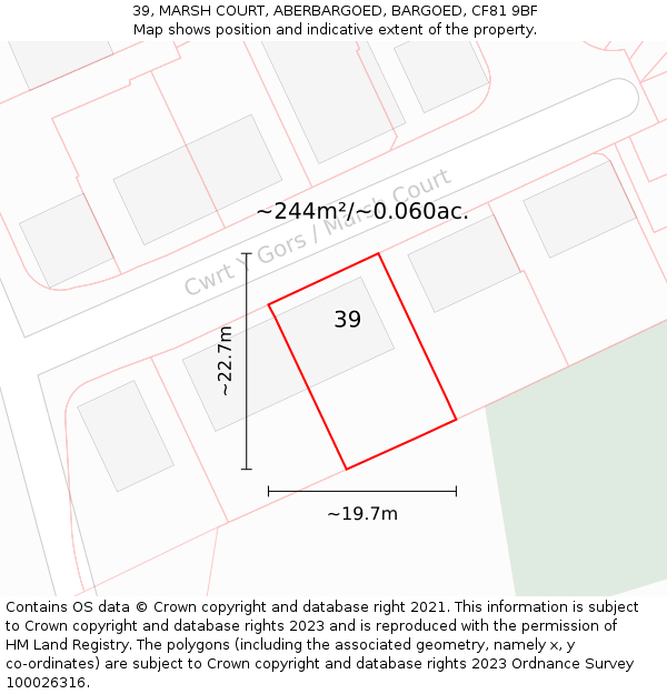 39, MARSH COURT, ABERBARGOED, BARGOED, CF81 9BF: Plot and title map