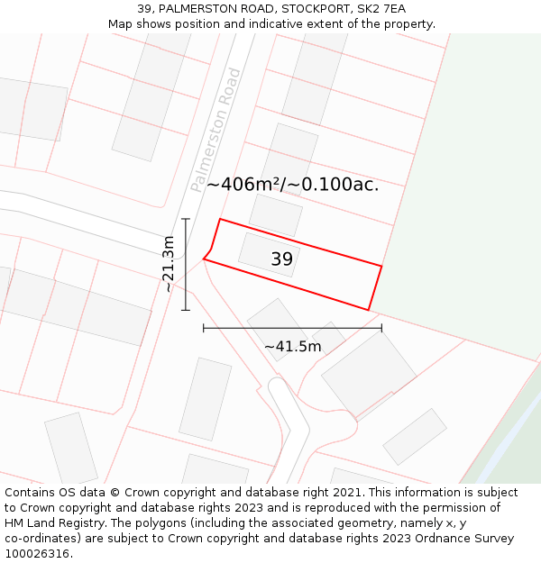 39, PALMERSTON ROAD, STOCKPORT, SK2 7EA: Plot and title map