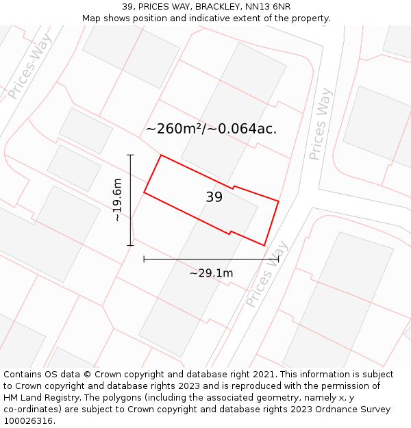 39, PRICES WAY, BRACKLEY, NN13 6NR: Plot and title map