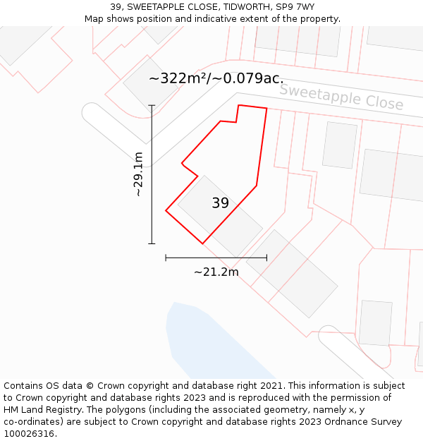39, SWEETAPPLE CLOSE, TIDWORTH, SP9 7WY: Plot and title map